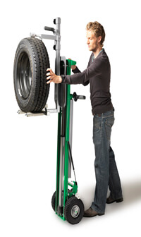LM120W liftmobile for lifting heavy tyres and wheels in action